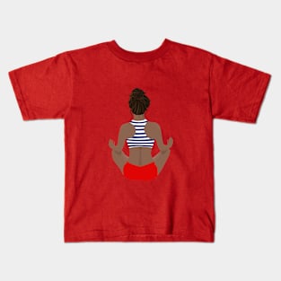 Athletic Brunette Doing Yoga Kids T-Shirt